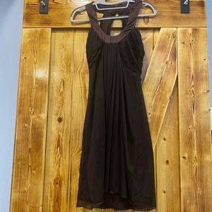 snap size S brown open-back cocktail dress